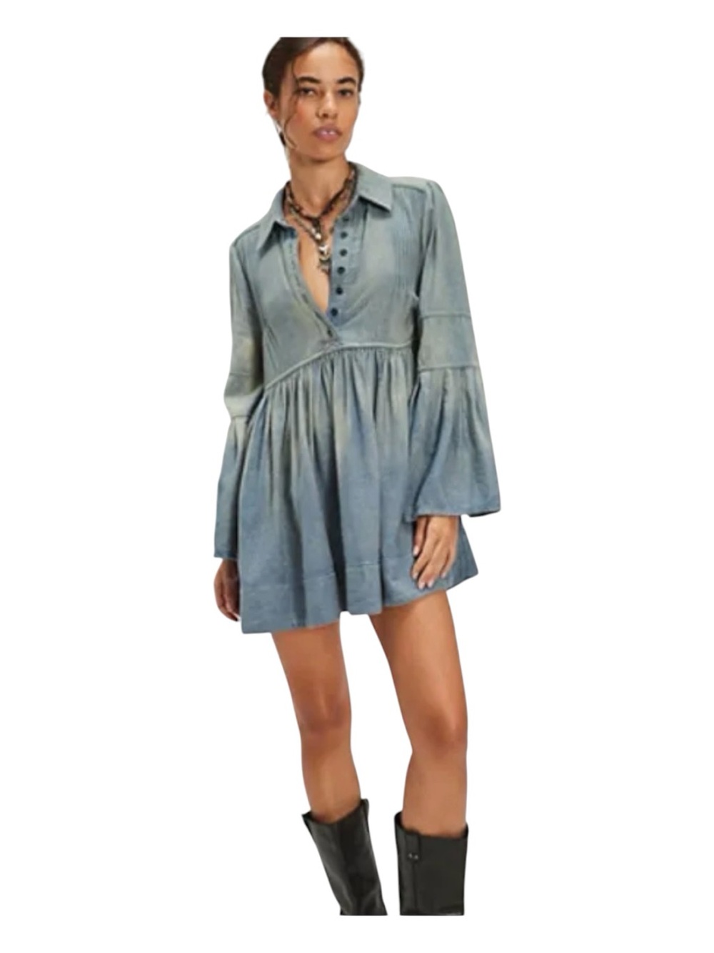 WE THE FREE Down East Denim Mini Dress by Free People